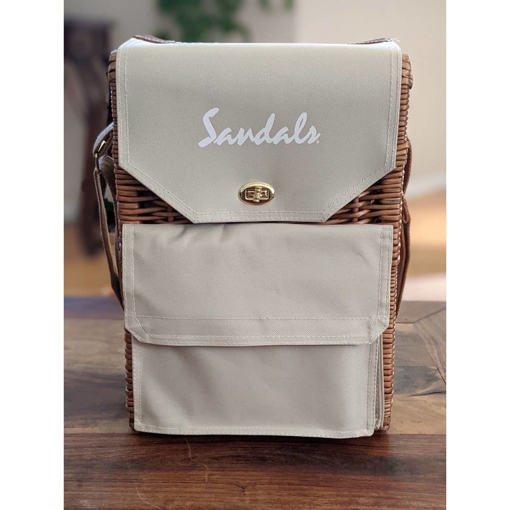 "Sandals" Picnic Time Wine and Cheese Wicker Basket